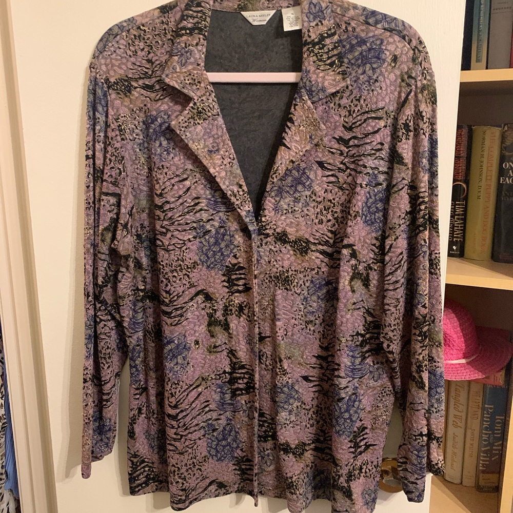 Laura Ashley Purple and Blue Button Down Shirt